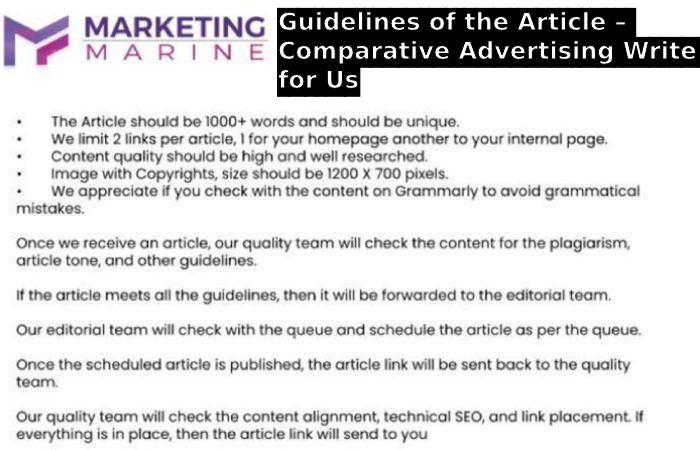 Guidelines of the Article – Comparative Advertising Write for Us