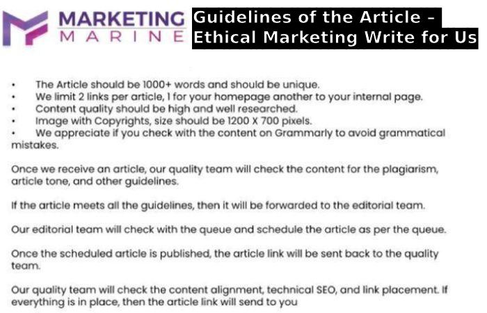 Guidelines of the Article – Ethical Marketing Write for Us