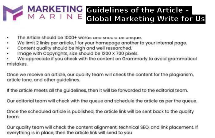 Guidelines of the Article – Global Marketing Write for Us