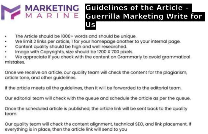 Guidelines of the Article – Guerrilla Marketing Write for Us