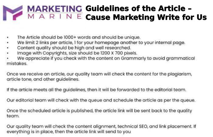 Guidelines of the Article – Cause Marketing Write for Us