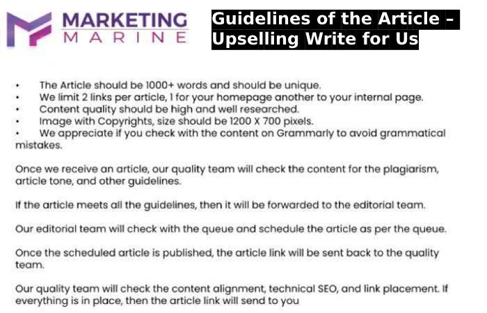 Guidelines of the Article – Upselling Write for Us